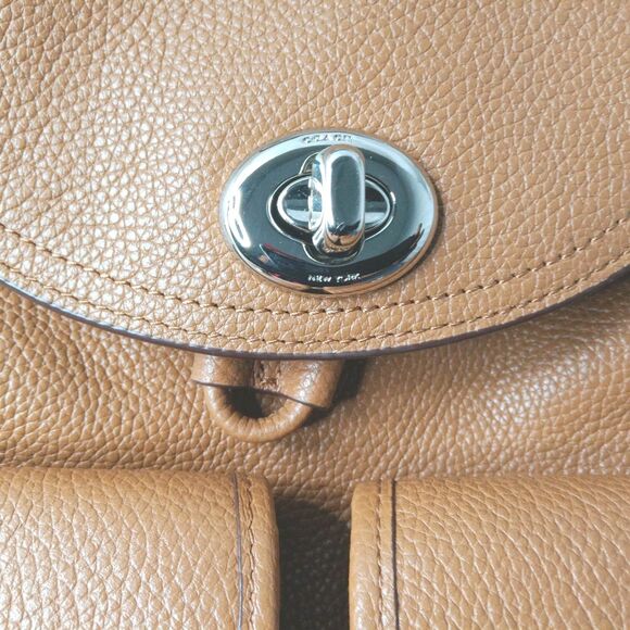 Coach Turnlock Rucksack 37582 Backpack Brown Pebble Leather Bag Retail $398 main image 6